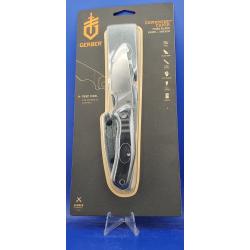 Couteau Fixe Gerber Downwind Caper Lame Acier 7Cr17MoV Manche G10 Noir et Vert Housse G3932