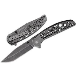 Couteau Mtech Full Metal Punching Flipper Lame Acier 3Cr13 Manche Acier Ajour&eacute; Linerlock MT2015SE