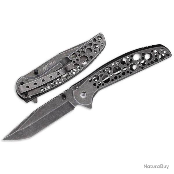 Couteau Mtech Full Metal Punching Flipper Lame Acier 3Cr13 Manche Acier Ajour� Linerlock MT2015SE