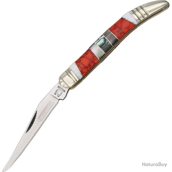 Couteau Rough Rider Stoneworx Texas Lame Acier 440A Manche Pierre Multicolore Slip Joint RR1420