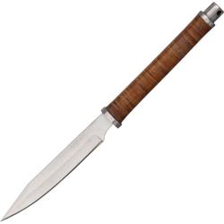 Couteau Rough Rider Slim Design Lame Acier Inoxydable Manche Cuir Empil&eacute; Marron &Eacute;tui Nylon RR1407