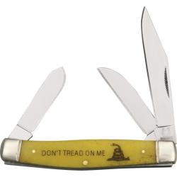 Couteau Rough Rider Stockman Don't Tread on Me Lame Acier Inox Manche Os Jaune Slip Joint RR1390