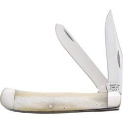 Couteau Pliant Bear & Son Trapper Lame Acier 440 Manche Os Blanc Slip Joint USA BCWSB54
