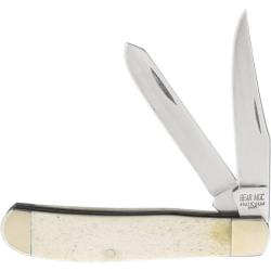 Couteau Pliant Bear & Son Mini Trapper Lame Acier 440 Manche Os Blanc Slip Joint USA BCWSB07