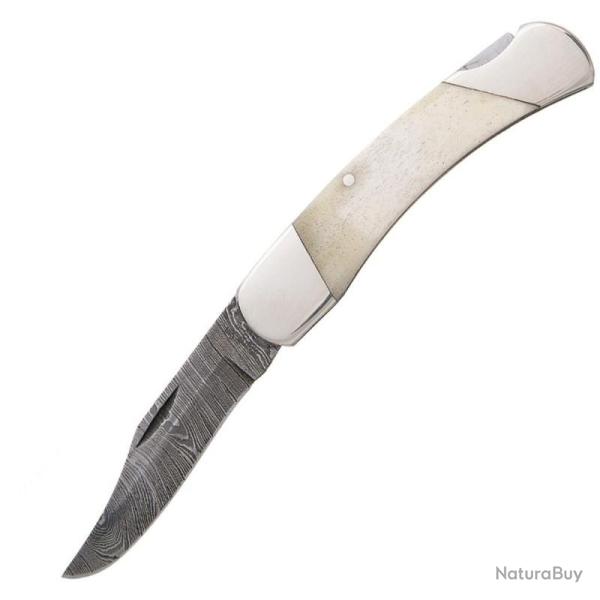 Couteau Pliant Bear & Son Lockback Lame Damas Manche Os Blanc USA BCWSB05D