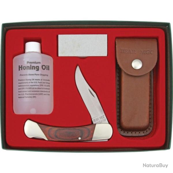 Coffret Couteau Pliant Bear & Son Hunter Lame Acier Inox Manche Palissandre Marron Lockback BCS297R
