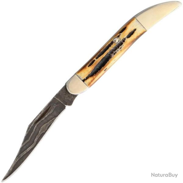 Couteau Bear & Son Toothpick Lame Damas Manche Os Fa�on Bois de Cerf Ambr� Slip Joint USA BC5193D12