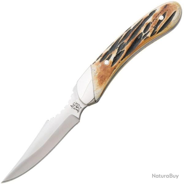 Couteau Fixe Bear & Son Caper Lame Acier 440 Manche Os Fa�on Bois de Cerf Ambr� �tui Cuir USA BC5009