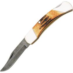 Couteau Pliant Bear & Son Midsize Lockback Lame Damas Manche Os Fa&ccedil;on Bois de Cerf Ambr&eacute; USA BC505D