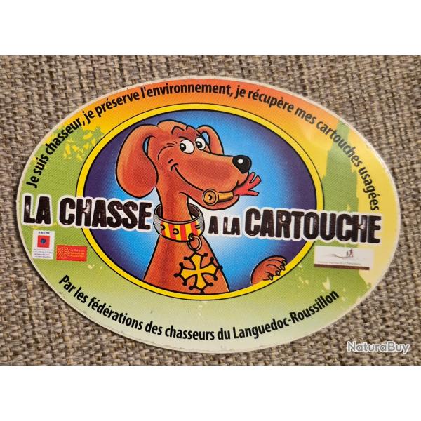 Autocollant  chasse , chiens , la chasse a la cartouche