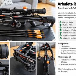 Arbal&egrave;te Ravin R29X - tr&egrave;s bon &eacute;tat arbal&egrave;te Ravin R29X