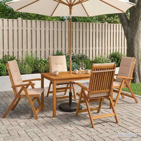 Ensemble repas de jardin, 5 pi�ces, 4 places, beige, en bois d'acacia massif