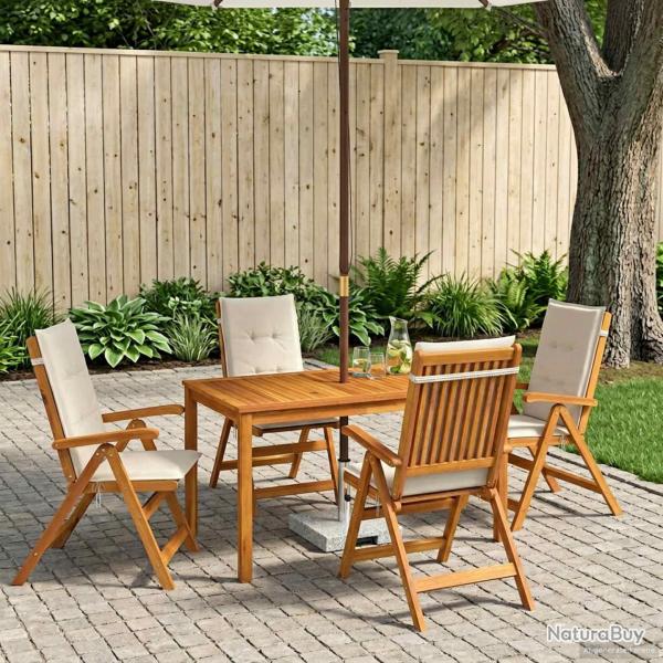 Ensemble repas de jardin, 5 pi�ces, 4 places, cr�me, en bois d'acacia massif