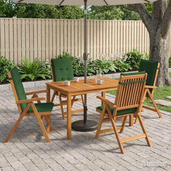 Ensemble repas de jardin, 5 pi�ces, 4 places, vert, en bois d'acacia massif