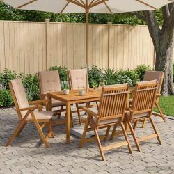Ensemble repas de jardin, 7 pi&egrave;ces, 6 places, taupe, en bois d'acacia massif