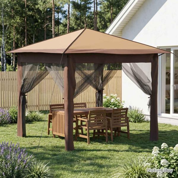 Abri de jardin avec 4 parois, beige et marron, 2,6 � 2,6 m