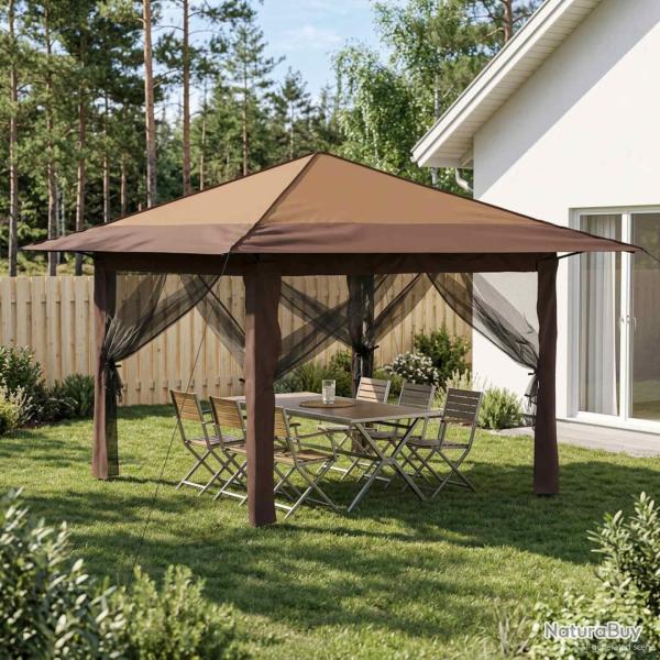 Abri de jardin avec 4 parois, beige et marron, 3,3 � 3,3 m