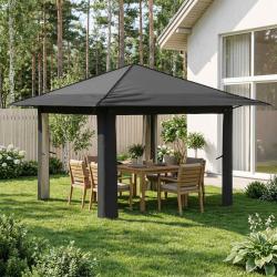 Abri de jardin sans paroi, gris clair et anthracite, 3,3 &times; 3,3 m
