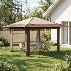 Abri de jardin sans paroi, cr&egrave;me et marron, 3,3 &times; 3,3 m