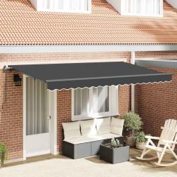 Auvent manuel en polyester, coloris anthracite, pour la terrasse, 4 &times; 2 m, 100 % polyester