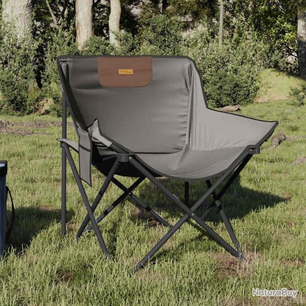 Chaise de camping pliable avec poche, 2 pi�ces, grise