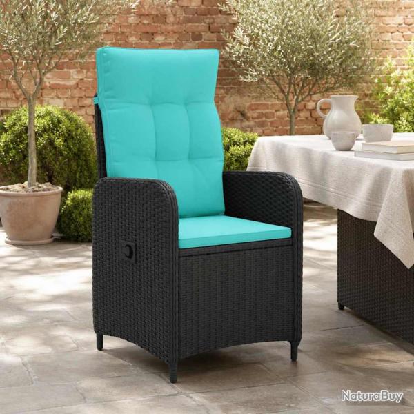 Chaise inclinable noire et turquoise, pour le jardin