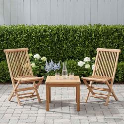 Chaise pliante, 2 pi&egrave;ces, naturelle, en bois de teck massif, pour le jardin