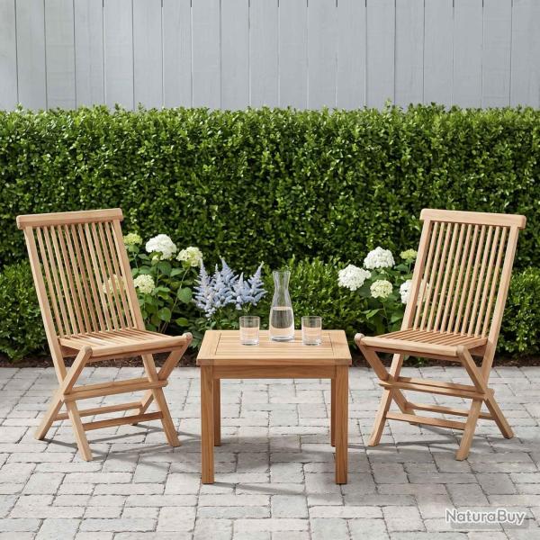 Chaise pliante, 2 pi�ces, naturelle, en bois de teck massif, pour le jardin