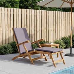 Chaise pliante avec coussin gris fonc&eacute;, pour le jardin