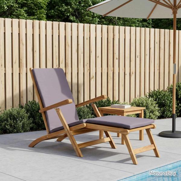 Chaise pliante avec coussin gris fonc�, pour le jardin