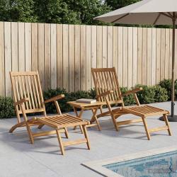 Chaise pliante avec table, 2 pi&egrave;ces, naturel, pour le jardin