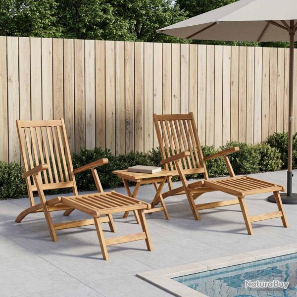 Chaise pliante avec table, 2 pi�ces, naturel, pour le jardin