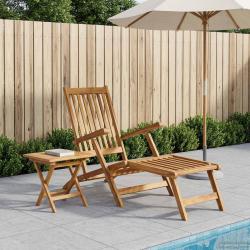 Chaise pliante avec table en bois de teck massif naturel, pour le jardin