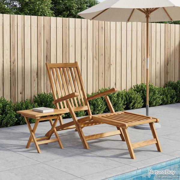 Chaise pliante avec table en bois de teck massif naturel, pour le jardin