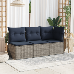 Chaise sans accoudoirs avec coussins en polyrotin gris