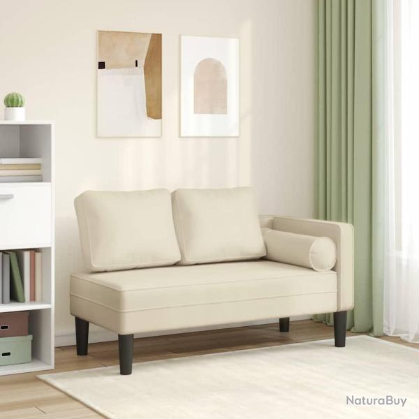 Chaise longue avec coussins cr�me, en similicuir, pour la terrasse