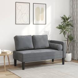 Chaise longue avec coussins gris fonc&eacute;, en velours, pour le salon