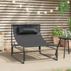 Chaise longue anthracite, en acier et textil&egrave;ne, pour le jardin, 87 &times; 74 &times; 73 cm