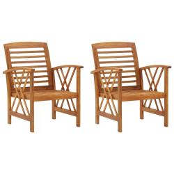 Chaises, 2 pi&egrave;ces, en bois massif d'acacia, pour le jardin