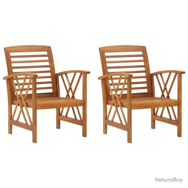 Chaises, 2 pi�ces, en bois massif d'acacia, pour le jardin