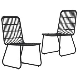 Chaises, 2 pi&egrave;ces, en r&eacute;sine tress&eacute;e, noires