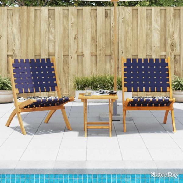 Chaises pliantes, 2 pi�ces, en bois massif d'acacia bleu fonc� et tissu
