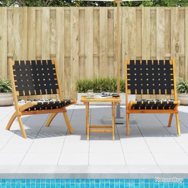 Chaises pliantes, 2 pi�ces, en bois massif d'acacia noir et tissu