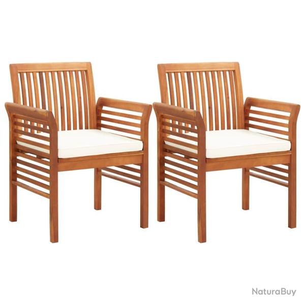 Chaises � manger avec coussins, 2 pi�ces, en acacia massif, pour la cuisine