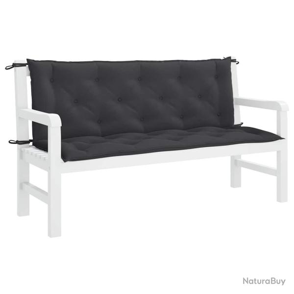 Coussin de banc noir en tissu Oxford, 150 � (50 + 50) � 7 cm