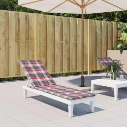 Coussin de chaise de terrasse &agrave; carreaux rouges, (75 + 105) &times; 50 &times; 4 cm