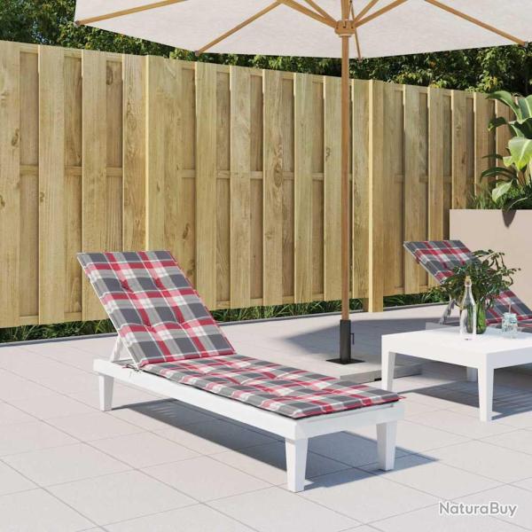 Coussin de chaise de terrasse � carreaux rouges, (75 + 105) � 50 � 4 cm