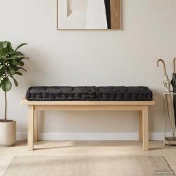 Coussin de plancher de palette en coton noir pour la terrasse, 120 &times; 40 &times; 7 cm