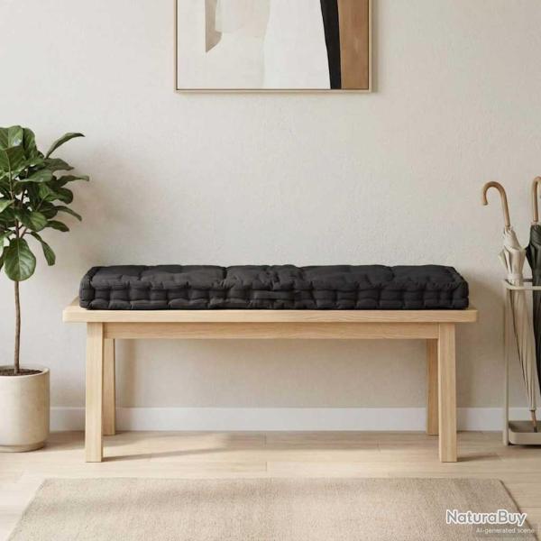 Coussin de plancher de palette en coton noir pour la terrasse, 120 � 40 � 7 cm