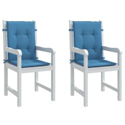 Coussins de chaise &agrave; dossier bas, lot de 2, bleu m&eacute;lang&eacute;, en tissu